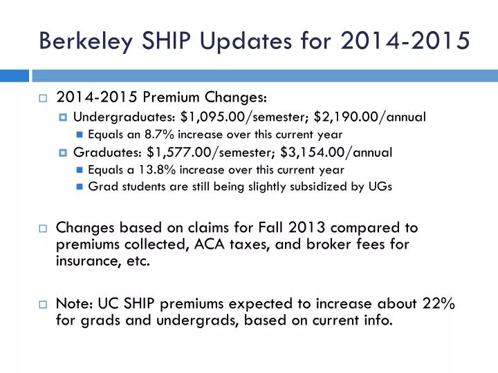 berkeley ship updates for 2014 2015