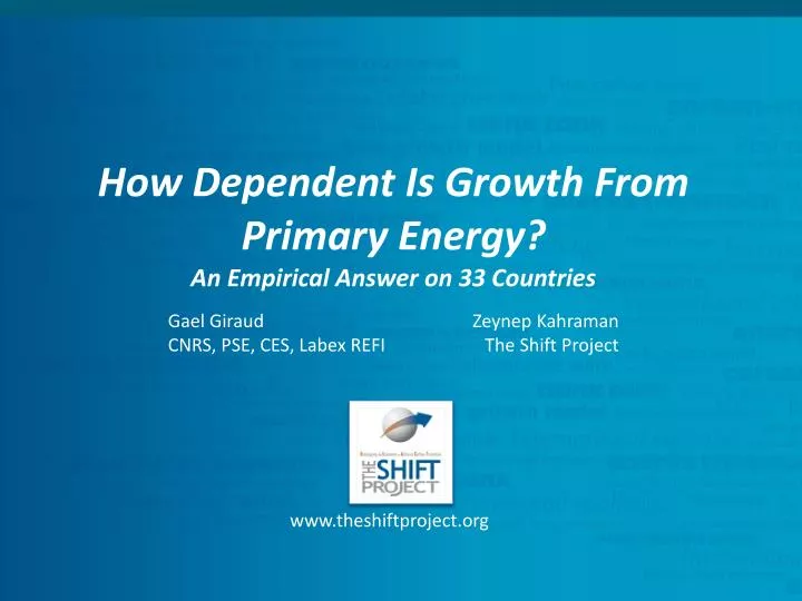 how dependent is growth from primary energy an empirical answer on 33 countries