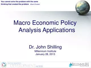 Macro Economic Policy Analysis Applications