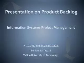 Presentation on Product Backlog