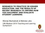 Wendy Machalicek &amp; Melinda Leko UW-Madison 2010 Teaching and Learning Symposium - slide 1