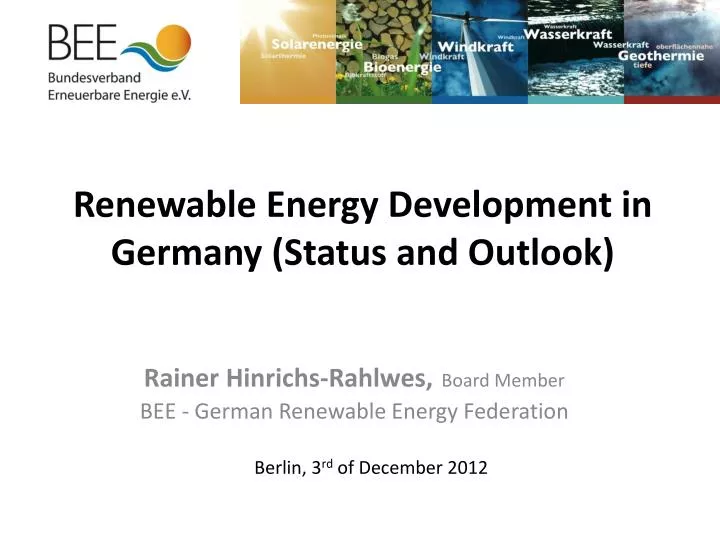 renewable energy development in germany status and outlook