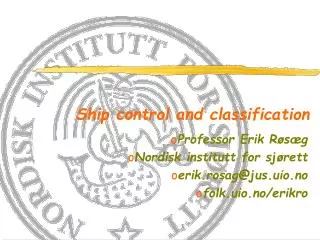 Ship control and classification