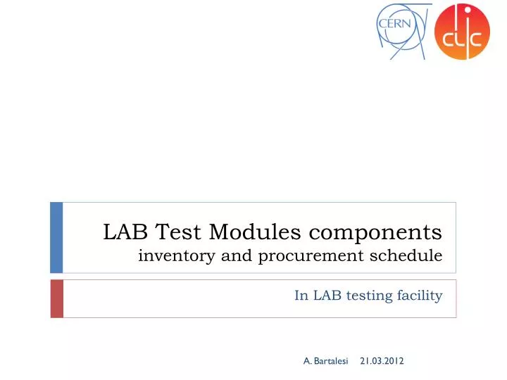 lab test modules components inventory and procurement schedule