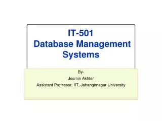 IT-501 Database Management Systems