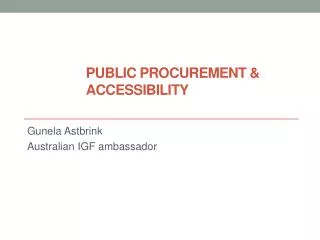 Public procurement &amp; accessibility