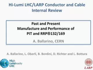 Past and Present Manufacture and Performance of PIT and RRP ? 132/169