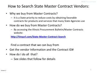 How to Search State Master Contract Vendors: