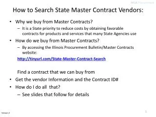 how to search state master contract vendors