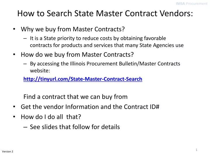 how to search state master contract vendors