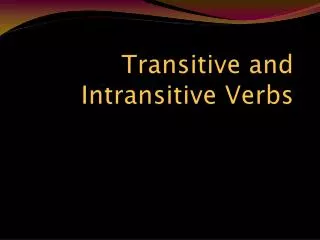 transitive and intransitive verbs