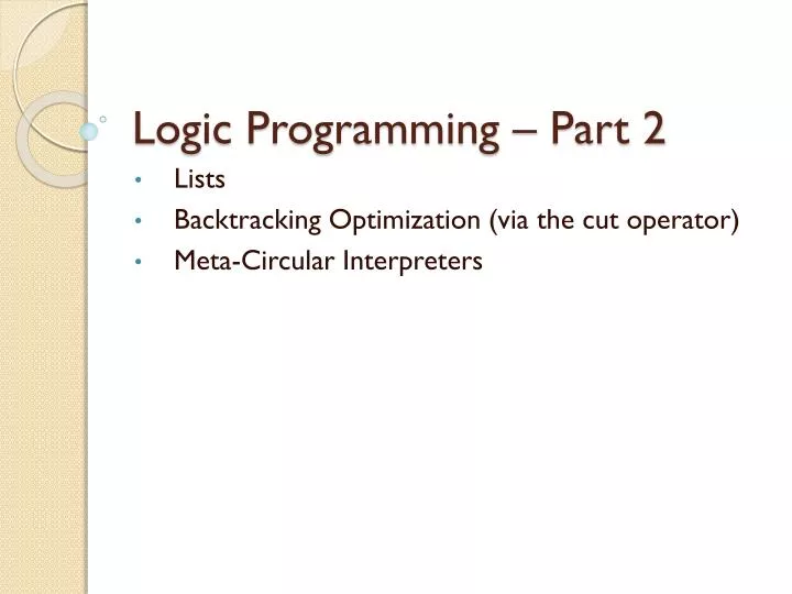 logic programming part 2