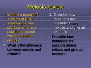 Meiosis review