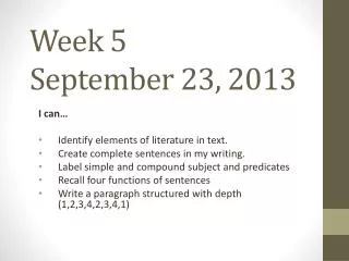 Week 5 September 23, 2013