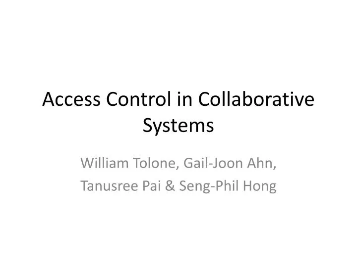 access control in collaborative systems