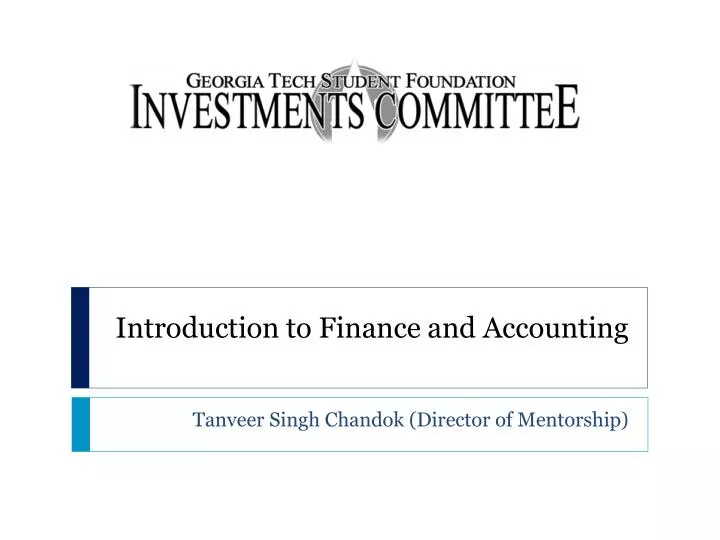 introduction to finance and accounting