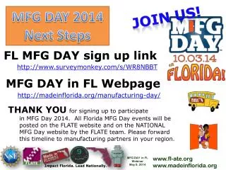 MFG DAY in FL Webpage