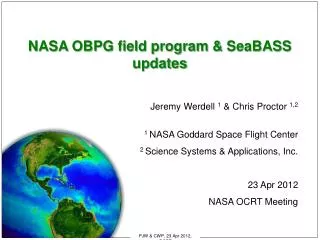 NASA OBPG field program &amp; SeaBASS updates