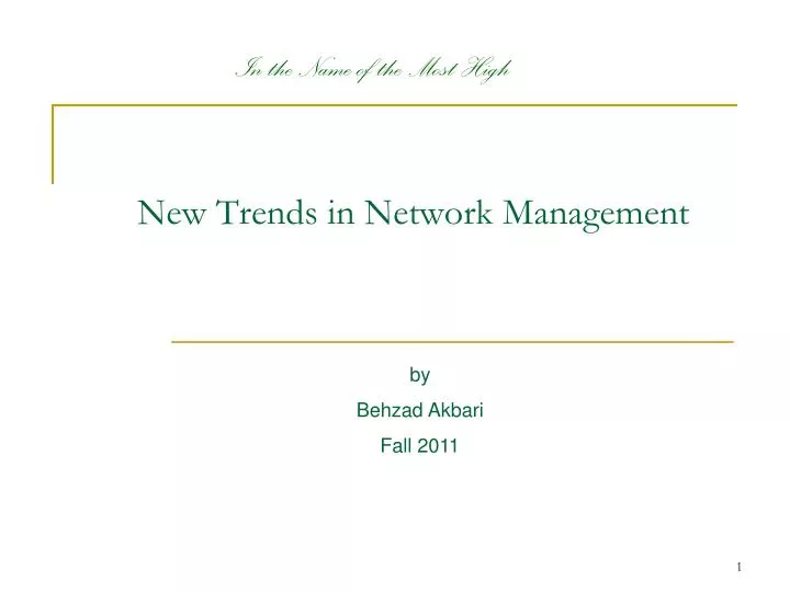 new trends in network management