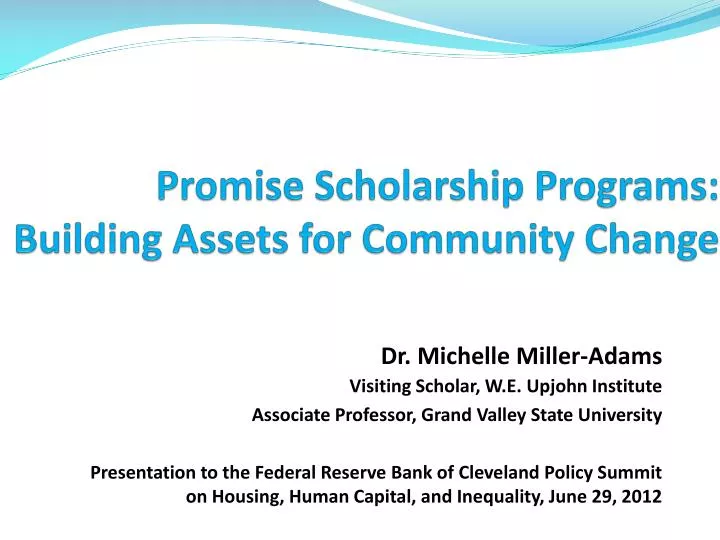 promise scholarship programs building assets for community change