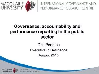 Governance, accountability and performance reporting in the public sector