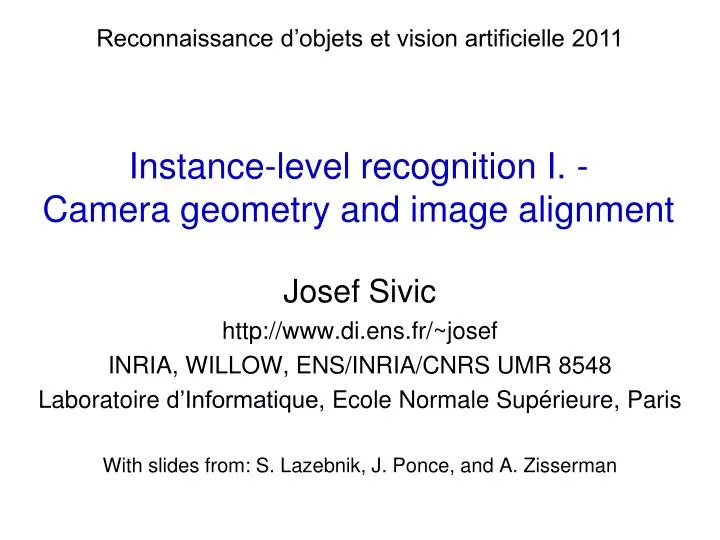 instance level recognition i camera geometry and image alignment