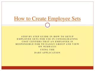 How to Create Employee Sets