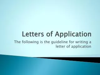 Letters of Application