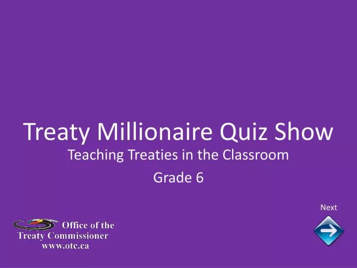 treaty millionaire quiz show