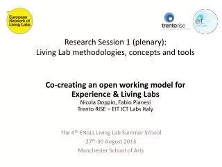 Research Session 1 (plenary): Living Lab methodologies, concepts and tools