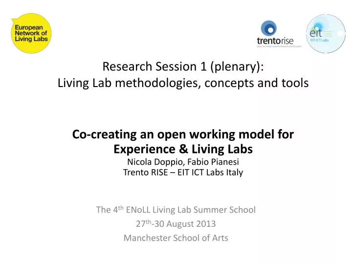 research session 1 plenary living lab methodologies concepts and tools