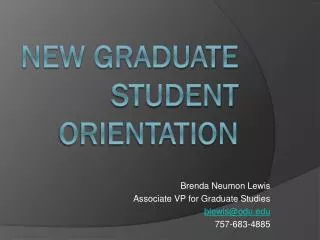 NEW Graduate Student Orientation
