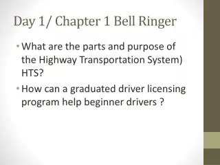 Day 1/ Chapter 1 Bell Ringer