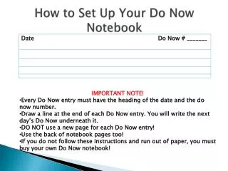 How to Set Up Your Do Now Notebook