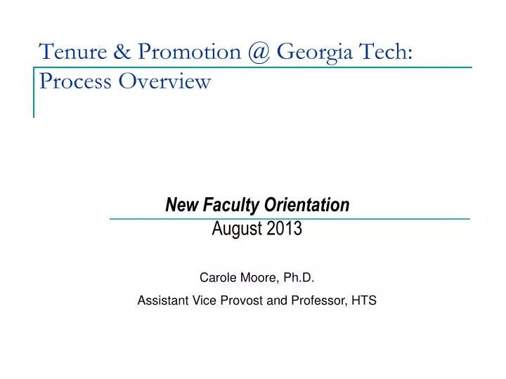 tenure promotion @ georgia tech process overview