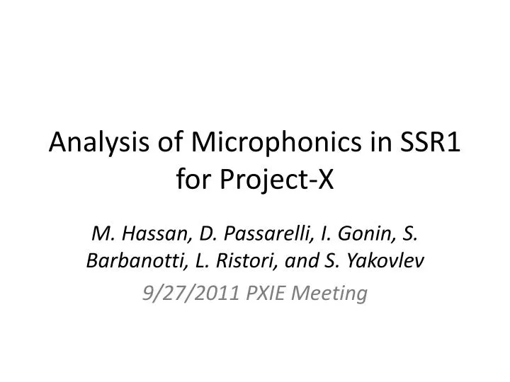 analysis of microphonics in ssr1 for project x