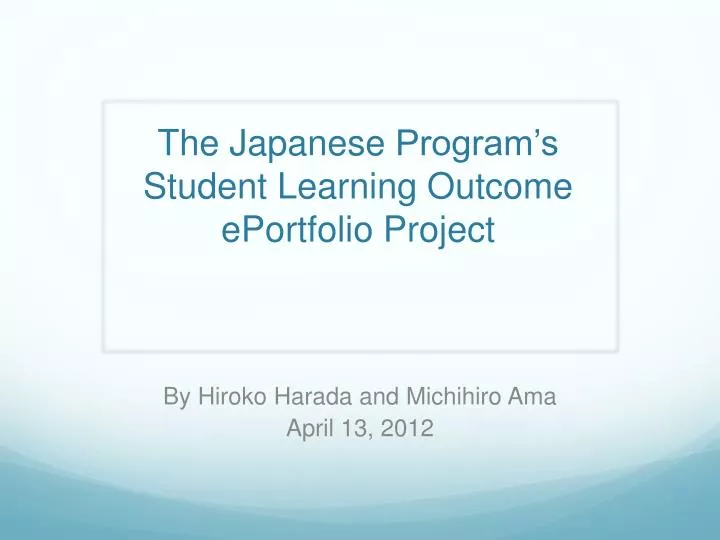 the japanese program s student learning outcome eportfolio project