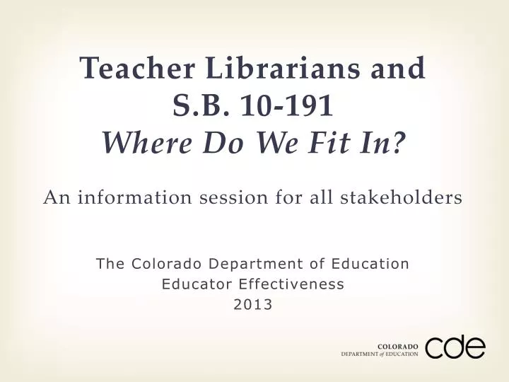 teacher librarians and s b 10 191 where do we fit in an information session for all stakeholders