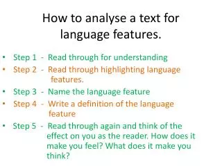 How to analyse a text for language features.