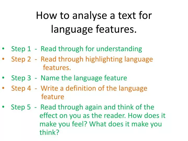 how to analyse a text for language features