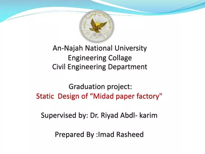 an najah national university engineering collage civil engineering department