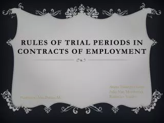 Rules of trial periods in contracts of employment