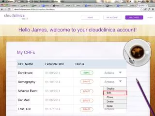 Hello James, welcome to your cloudclinica account!