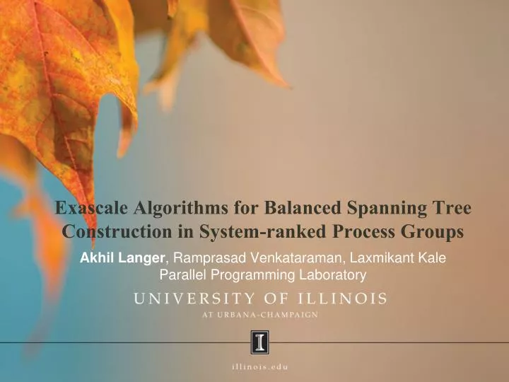 exascale algorithms for balanced spanning tree construction in system ranked process groups