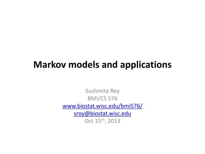 markov models and applications