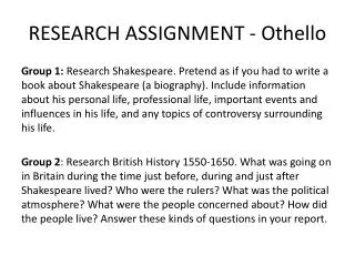RESEARCH ASSIGNMENT - Othello