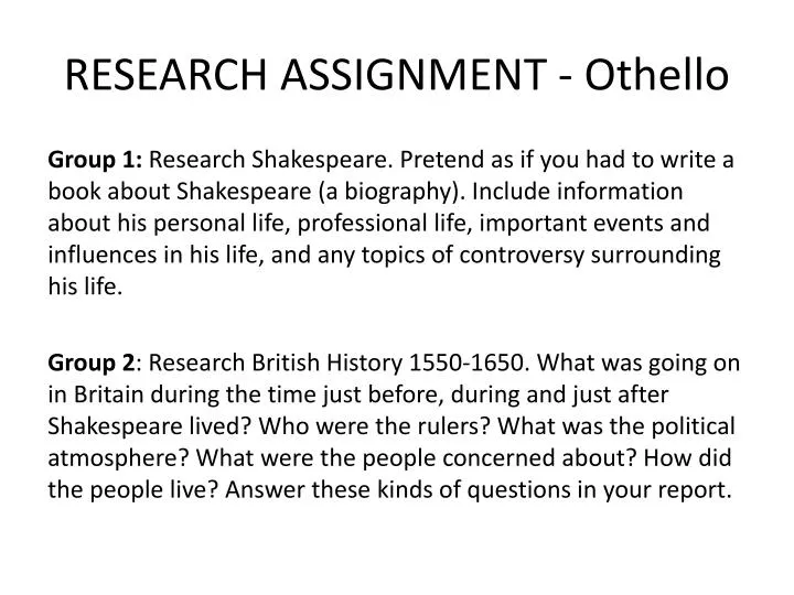 research assignment othello