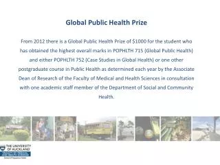 Global Public Health Prize