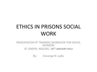 ethics in prisons social work
