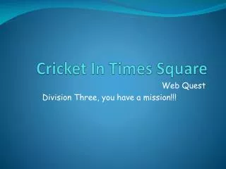 Cricket In Times Square